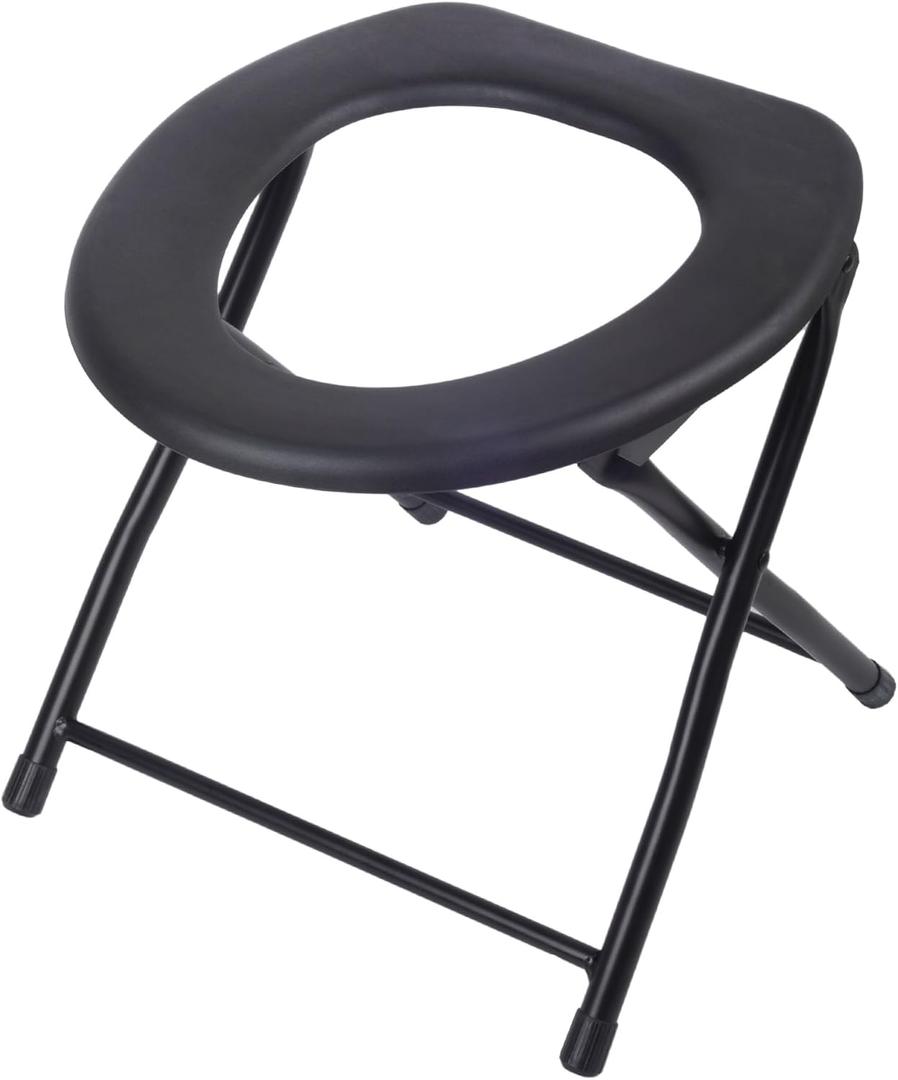 Folding Commode Chair Portable Toilet Seat, 198 Pounds Capacity PTS01