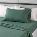 Amazon Basics Lightweight Super Soft Easy Care Wrinkle Free Microfiber 3 Piece Bed Sheet Set with 14-Inch Deep Pockets, Twin, Emerald Green, Solid, Kids, Men & Women Bedding