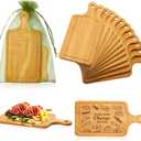 Nuenen 20 Pcs Mini Wooden Charcuterie Board Bulk, Small Wood Cutting Board for Crafts Laser Engraving with Knives Organza Bags Wedding Baby Shower Favors Gift (Square,Bamboo Color)
