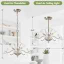 Luvkczc Modern Brushed Nickel Chandelier,Vintage Flower Glass Pendant Light Fixture,Mid Century Ceiling Light Fixture for Dining Room, Kitchen, Living Room, Bedroom Hallway Porch,3 Lights