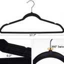Pack of 30 Velvet Hangers, Space-Saving Heavy Duty Clothes Hangers for Suit, Non-Slip, 0.2 Inches Slim, 17.7 Inches Wide, 360 Swivel Black Hook - Black