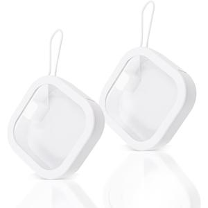 LELE LIFE 2pcs Small Portable Jewelry Box with Silicone Strap, Press to Open, Cotton Swab Holder, Hair Tie Organizer, Rings, Earrings, Hair Clips, Dental Floss Organizer, White