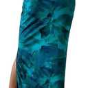 Women's Floral Midi Fall Skirt Mesh Slit Split Long Maxi Skirts Women Outfit (Green, XL)