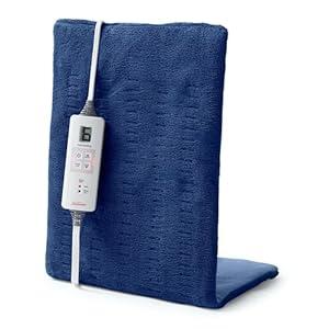 Sunbeam XL Back Neck and Shoulder Heat Therapy 12 x 24 with Auto Shut Off 6 Settings Machine-Washable Comfortable Microplush Fabric - Blue