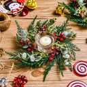 12 Pcs 8" Mini Christmas Wreaths for Kitchen Cabinet Small Christmas Candle Rings Wreaths, Front Door Pillars/Home Table Centerpieces Hanging Garlands, for Windows/Wedding Decor (No Red Ribbon)