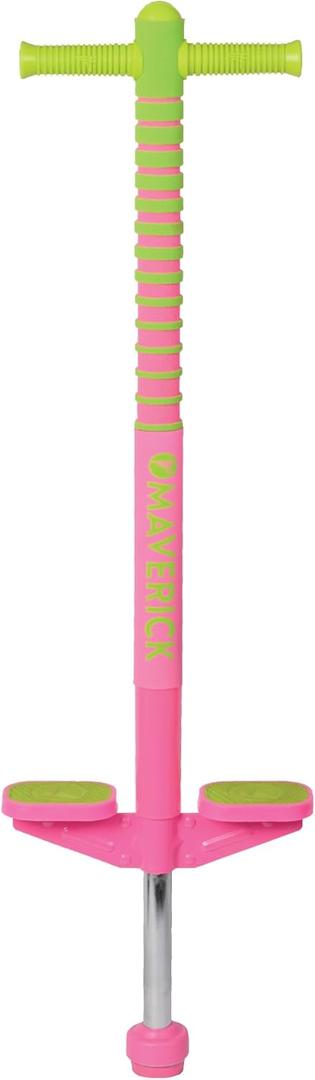 Flybar Maverick 2.0 Foam Pogo Stick for Kids Ages 5 and Up, 40 to 80 Pounds, Outdoor Kids Toys, Pogo Stick for Boys and Girls, Rubber Grip, By The Original Pogo Stick Company (Pink/Green)