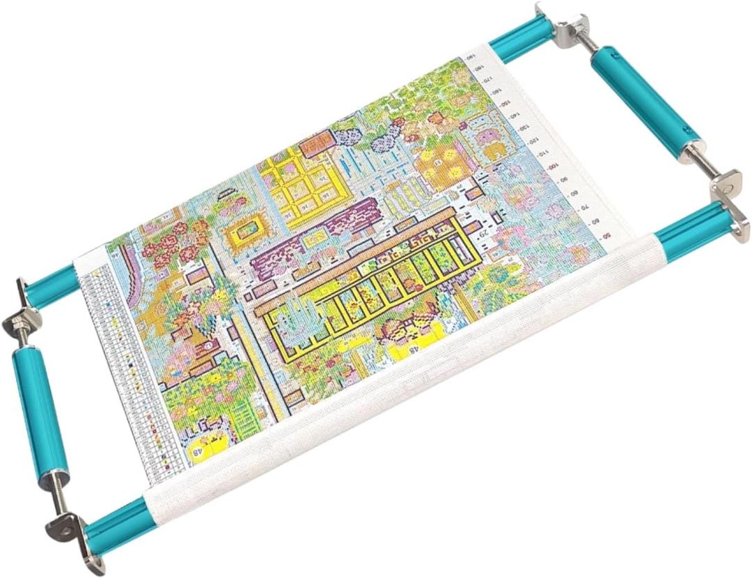 Couple Embroidery Art Embroidery Clip Frame Cross Stitch 4 Slot Presser Heavy Duty Embroidery Bandage Embroidery Frame Needlepoint Frame Embroidery Scroll Frame Embroidery Frames (Blue, 50cm)