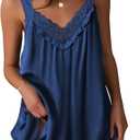 Ekouaer Women's Satin Silk Nightgown V Neck Sexy Nightdress Tank Sleeveless Sleepshirt Lace Sleep Dress Nightwear XL (Green Blue)