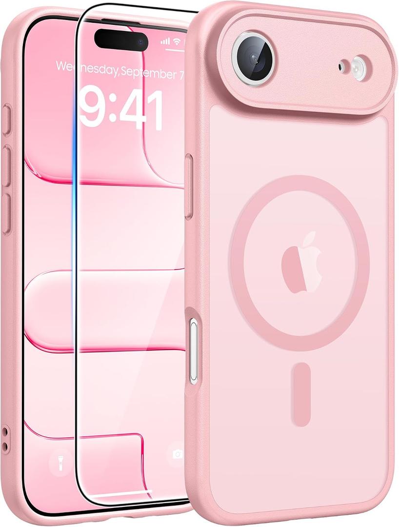 4 x FNTCASE for iPhone Air Case: [Compatible with Magsafe] Translucent Matte Cases with [Full Camera Protection] [Screen Protector] Military Grade Shockproof Protective Phone Cover - Light Pink