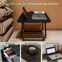 27.6" Home Office Folding Lap Desk with Drawer, Tablet Slot, Cup Holder - Fits up to 18 Inch Laptops, Bed Desk for Reading, Writing, Eating, Portable Laptop Table for Sofa, Coach, Floor (Black)