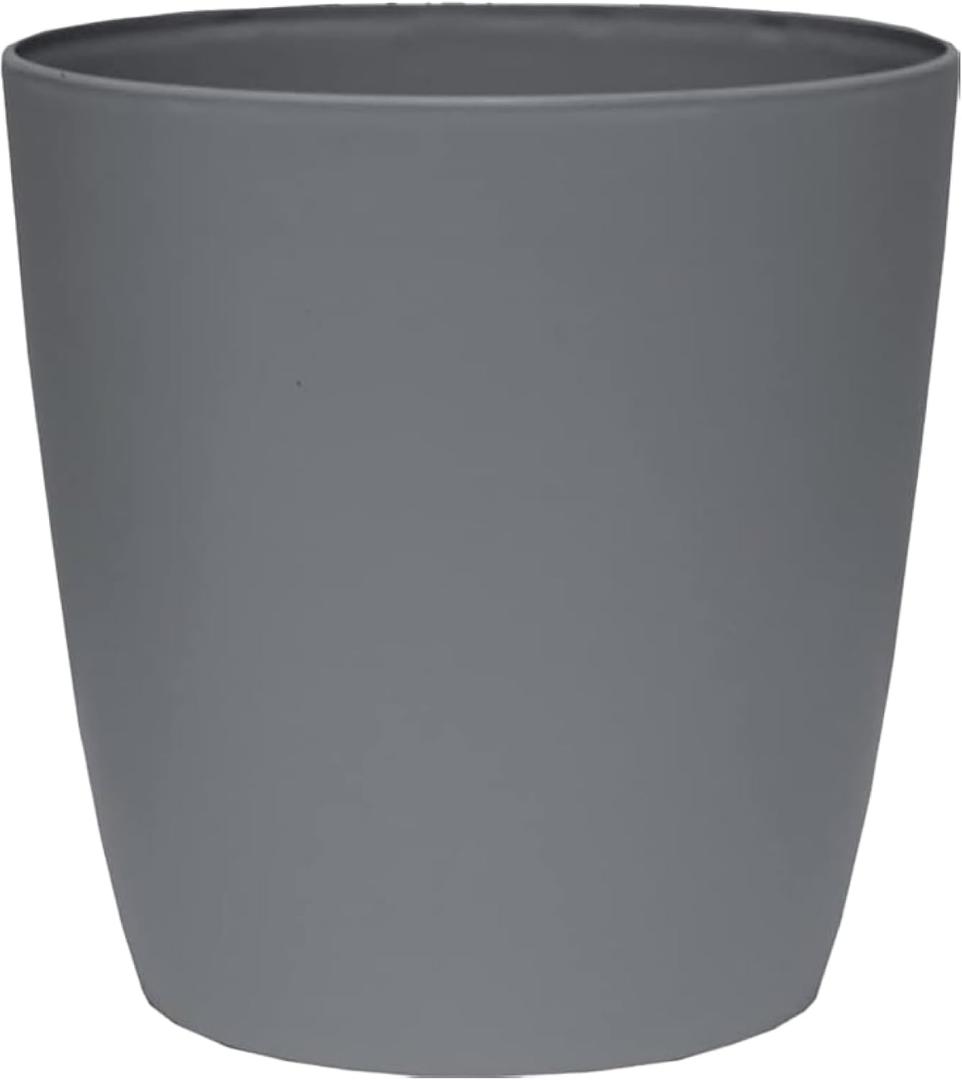 The HC Companies Aria Round Self-Watering Pot - Lightweight Plastic Planter for Herbs & More - Durable Plant Pots for Indoor Plants & Outdoor Plants (8" Warm Gray, Pack of 1)