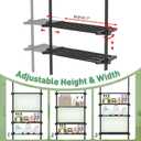 SUNALLY Over The Toilet Storage Shelf, 4-Tier Adjustable Over Toilet Bathroom Organizer,Tension-Mounted Bathroom Storage Rack for Ceilings, No Drill Space-Saving Shelving for Small Rooms,Black