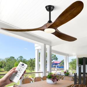 60 Inch Ceiling Fans with Lights and Remote Control, Solid Wood Blade Fan