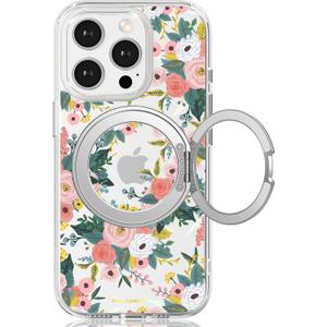 for iPhone 14 Pro Case with MagSafe Stand Ring for Women, Cute Spring Floral Design with 360 Kickstand Holder Magnetic Shock Proof Heavy-Duty Protection Pink Flower