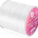 Elastic Bracelet String for Bracelets Making  1mm Stretchy Clear Bead Cord - Stretch Braclet Thread for Kandi Clay Beads Crystal Make Jewelry, Beading Strings Strong (White 100M 328Ft)