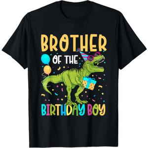 Brother of The Birthday Boy Family Matching Dinosaur Squad T-Shirt (Black, M)