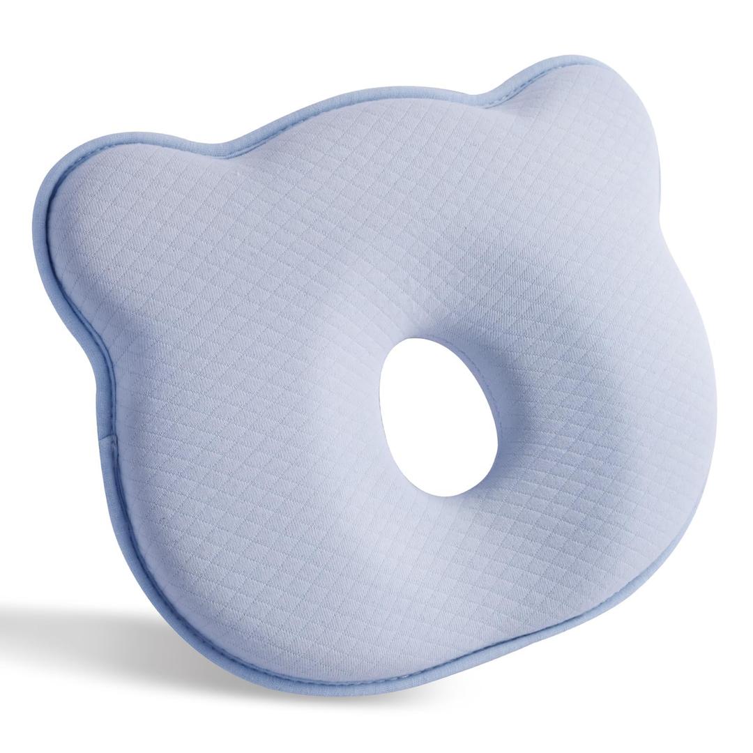 Memory Foam Baby Pillow,Cute Cartoon Bear Soft and Cozy Pillow, Breathable Bedding Set for Infants for Small Boys and Girls Prevent Flat Head