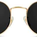 WearMe Pro - Reflective Lens Round Trendy Sunglasses (Gold Frame / Black Lens)