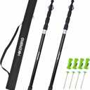 Telescoping Tarp Poles, Heavy Duty 7.67ft Aluminum Tent Poles for Tarp with Rubber Cap, Portable Set of 4 Adjustable Poles for Camping, Awning, Sun Shade, Free Carry Pouch (Black - 2 Poles)