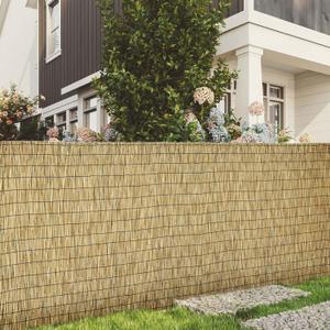 Natural 5FT X 16.4FT Reed Fencing Roll, Balcony Privacy Shade Reed Bamboo Fencing Garden Fence Border, Wind Block Sunshade Fence Screen for Outdoor Yard Patio Flower Bed Edge