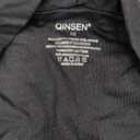 QINSEN Long Sleeve Square Neck Tops for Women Double Lined Side Ruching Going Out Shirts Basic Tee (X-Small, Black)