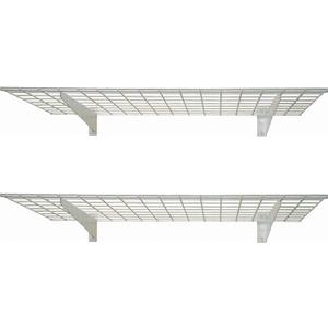 00967 2-Pack Heavy Duty Steel Garage Shelving, 45x 15 Wall Mounted Shelve,Max Shelf Load 200 Pounds, White Powder Coated