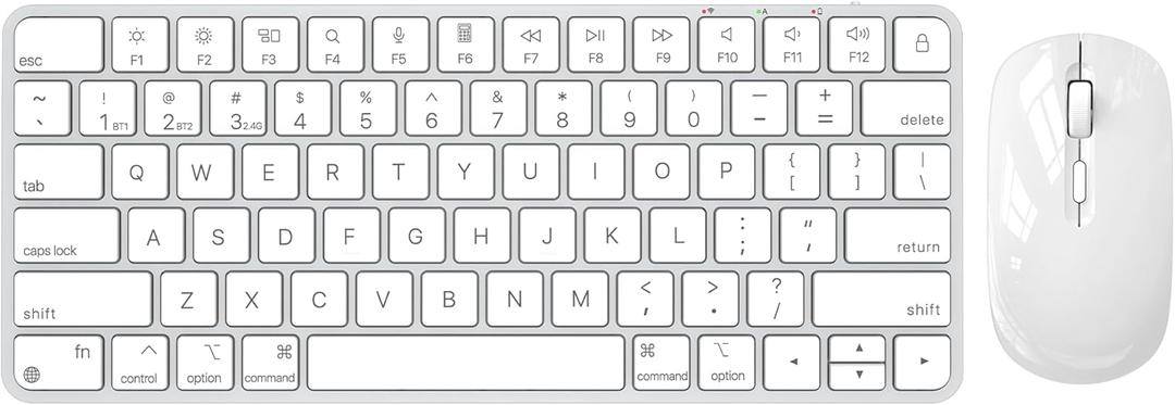 Wireless Keyboard and Mouse for Mac, Bluetooth/2.4G USB Dual-Channel Connection, Multi Device, Rechargeable Wireless Keyboard and Mouse Combo Compatible with Mac, iPad, iPhone