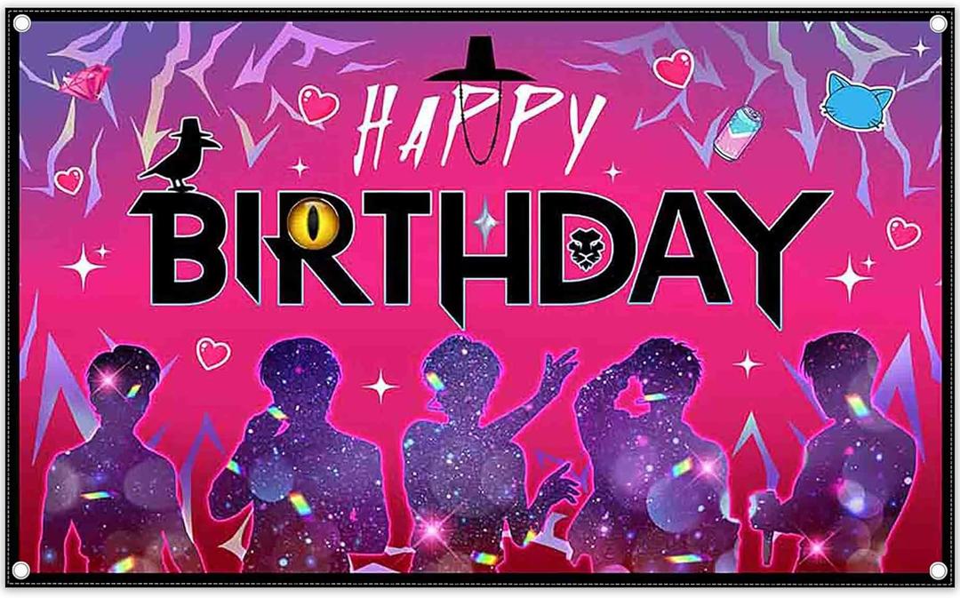 Fabric 72x43inch Music Band Happy Birthday Backdrop Boys Rock Roll Guitar Disco Musical Note Mic Flash Photography Background Adults Teens Party Decorations Photo Banner Props