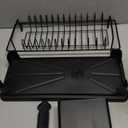 XYZLVSI Small Sink Dish Drying Rack with Drainboard, Compact Dish Drainer for Kitchen Countertop, Rustproof Plate Organizer with Utensil Holder, Black (One Tier (drainbaord))