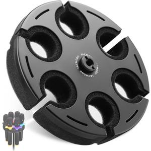 Facmogu Multi Microphone Holder, Aluminum Multi Mic Holder Holds Up to 6 Mics for Organizer & Display, Wired and Wireless Mic Holder w/ 3/8"-16 Threaded Adapter for Stand (Holder Only)