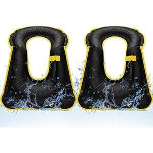 Deekin 2 Pcs Inflatable Vest for Adults with Adjustable Strap Fluorescent Color Inflatable Vest (Black)