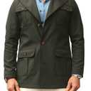 Pretifeel Mens Lightweight Safari Jacket Casual Military Button Up Multi-Pocket Cargo Coat Outwear, XL