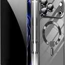 Magnetic for iPhone 17 Pro Case with Privacy Screen Protector & Full Camera Cover Compatible with MagSafe Shockproof Slim Clear Back Phone Case for iPhone 17 Pro Glossy Cover,Black