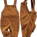 Mornyray Toddler Boy Girl Soft Corduroy Suspender Pants Kids Overalls Loose Retro Adjustable button overalls 3-6 Months