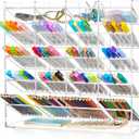 Acrylic Pen Organizer Storage for 250 Markers Vertical Marker Organizer Acrylic Pen Display Holder for Office Desk Desktop Stationery Pencil Storage, Clear, 13 x 4 x 12.4 Inch