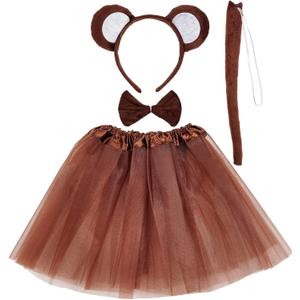 Jmkcoz Kids Monkey Costume Tutu Set, Animal Fancy Dress Costume Kit, Monkey Ear Headband Bowtie Tail Bow Tie for Boys Girls Halloween Cosplay Party Decoration