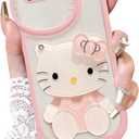 for iPhone 7 8 SE2020 SE2022 Kawaii Cartoon Cute Pink Phone CaseBuilt-in Makeup Mirror for Women Girls, Soft Transparent Protective Pink Phone Case