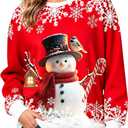 Christmas Sweatshirts for Women:Funny Snowman Printing Xmas Holiday Crewneck Long Sleeve Pullover Top (L)