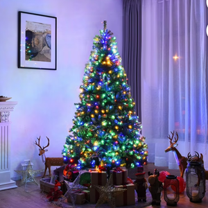 7Ft Pre-Lit Artificial Christmas Tree Hinged 500 LED Lights