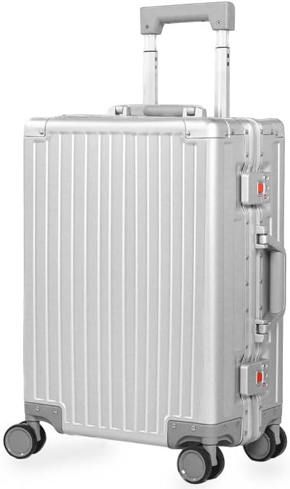All Aluminum Carry On Luggage 22x14x9 Airline Approved，Hard Shell Carry On Luggage with Spinner Wheels, Zipperless Luggage Premium Aluminum Suitcase Luggage (silver, 20inch)