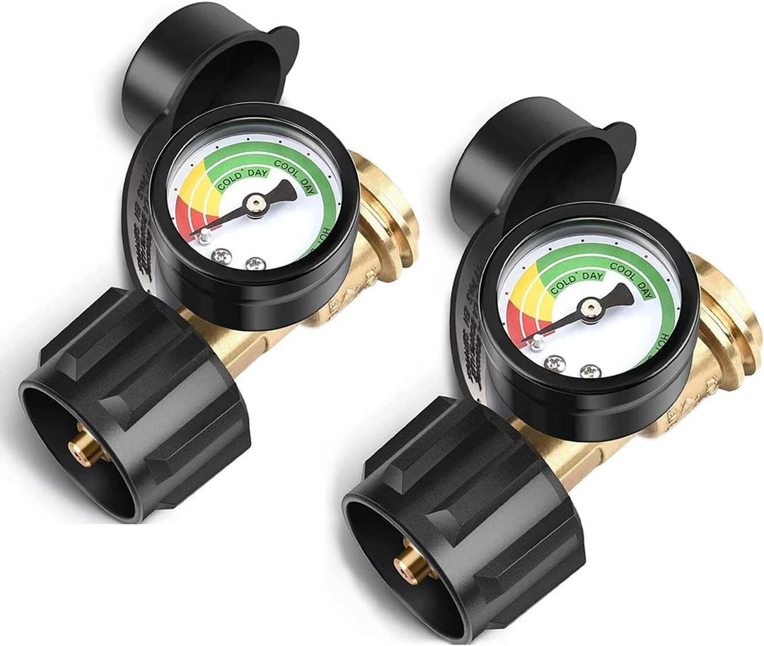 2 Pack Propane Tank Gauge, Gas Grill Gauge for 5-40lbs Propane Tank, 3 Temperatures Scale, Color-Coded Propane Tank Gauge Level Indicator, for Grill, Heater, Fryer, Camper