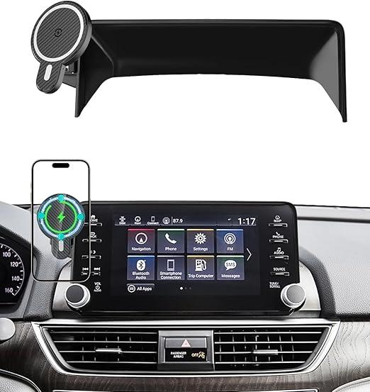 PZK Car Phone Mount for Honda Accord 2018-2022 Sport SE/EX/EX-L/Touring/LX Accessories 10th Gen Accord for 8-inch Screen Magnetic 15W Fast Wireless Charger Phone Holder 360° Rotation with Stroage Box