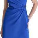 DKNY Women's Sleeveless V-Neck Ruched D Buckle Hardware Faux Wrap Dress 12
