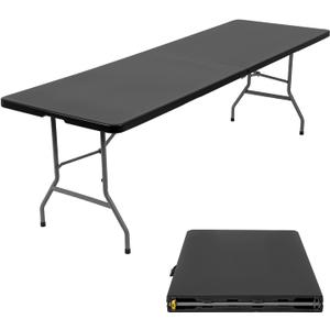 BestOffice 8 FT Picnic Table Folding Table Camping Plastic Table Fold Up Table Lock for Party Event, Black
