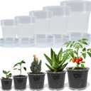 30 Pack 3/4/5/6/7 Inch Clear Nursery Pots with Drainage and 30 Pack Plant Saucers, Plant Pots for Plants Transparent Potting Containers for Plants Seeding Starter Pot (Clear, 3/4/5/6/7 Inch)