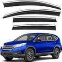 Shatterproof Tape-On Rain Guards for Honda CR-V 2012-2016 with Stainless Steel Chrome Trim, Out-Channel Window Deflectors Vent Window Visors Rain Sun Wind Guards Shade Deflectors, 4 pcs