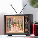 10" Christmas Snow Globes Lantern, Sparkling Musical Snowman Choir Water TV, USB and Battery Powered Christmas Home Tabletop Decorations Gift