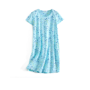 SISKIN Nightgowns for Women Cotton Sleep Shirts Womens Nightgown Short Sleeves Print Night Shirts Soft Sleepwear (Medium, Blue Heart Star)