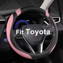 West Llama Customized Auto Car Steering Wheel Cover for Toyota Rav4 Corolla Camry Highlander (Black+Pink-Standard Size)