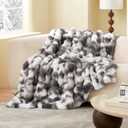 Amlie Home Faux Fur Throw Blanket, Ultra Soft Fuzzy Plush Bubble Blanket for Couch, Bed & Living Room, 60"x80", Tie-dye Grey